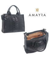 CARTERA BOLSO AMAYRA NEGRA C/MANIJA Y TIRA 27x34x13cm - 67.C2504.1x1