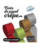 CINTAS DE PAPEL CREPE METALIZADO 4,5x10mts x4un - 5  