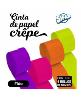 CINTAS DE PAPEL CREPE FLUO 4,5x10mts x4un - 5  