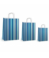 BOLSAS DE PAPEL BRANDPACK CON DISEÑO RAYAS AZULES 22x10x3  
