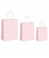 BOLSAS DE PAPEL BRANDPACK CON FRASE FELICITACIONES ROSA 18x08x2  