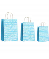 BOLSAS DE PAPEL BRANDPACK CON FRASE FELICITACIONES CELESTE 30x12x4  