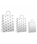 BOLSAS DE PAPEL BRANDPACK CON DISEÑO LUNARES PLATEADOS 18x08x2  