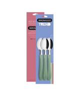 CUCHARA DE TE MANGO PLASTICO VERDE OLIVE x3un. - TD11/3  