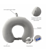 ALMOHADA VIAJE WANDERLUST MEMORY FOAM PLEGABLE C/FUNDA GRIS 32x30x10cm - 38  
