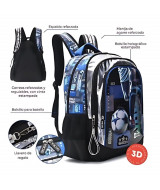 MOCHILA ESPALDA FUTBOL W.CHAMPIONS C/LLAVERO 32x45x15cm - 37  