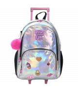 MOCHILA C/CARRO T.HAPPY SHINE HOLOGRAMA JUST FUN C/LLAVERO 30x42.5x15cm.- 35  