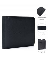 BILLETERA GO CLASSIC LISA NEGRA 11x7cm CON CAJA - 38  