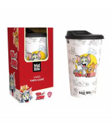 VASO CAFE PLASTICO C/TAPA TOM Y JERRY 590ml CON ESTUCHE - B3VTE20TYJx1