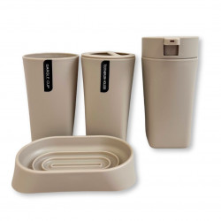 SET DE BAÑO PVC 4 PIEZAS BEIGE - 4919817x1