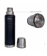 TERMO HUDSON ACERO NEGRO C/TAPA ACERO A PRESION 1lt - TER10  
