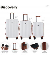 SET X 3 VALIJAS DISCOVERY ABS METAL EXPANDIBLE RUEDAS SPINNER 360 CON CANDADO INCORP BLANCA   