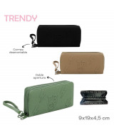 BILLETERA TRENDY DOBLE CIERRE 9x19x4,5cm V.COLORES - 186  