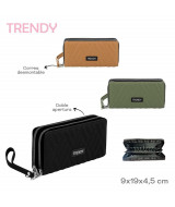 BILLETERA TRENDY DOBLE CIERRE 9x19x4,5cm V.COLORES - 186  