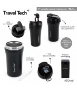 VASO ACERO TRAVEL TECH TERMICO C/TAPA ROSCA 450ml - 18  