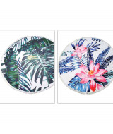 TOALLA PLAYERA REDONDA ESTAMPA HOJAS TROPICALES.-XYW17S  