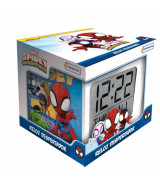 RELOJ DESPERTADOR SPIDEY C/SONIDOS + LUCES LED + MEDIDOR D/TEMPERATURA D/AMBIENTE 8x8x8cm. - VS  