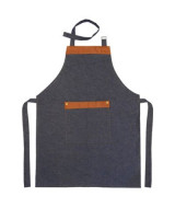 DELANTAL JEAN LISO C/ECOCUERO Y TACHAS - 6080  