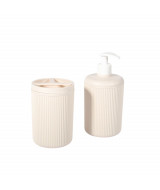 SET DE DISPENSER + VASO PORTA CEPILLO NATURAL B48  