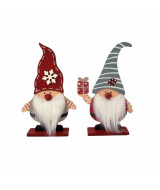 FIGURA DE MADERA PAPA NOEL GORRO SURTIDOS SET x2 15,2x6,5cm. - K0  