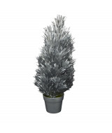 ARBOL HOJAS ALARGADAS EN MACETA PLATEADO 35cm. - K04  